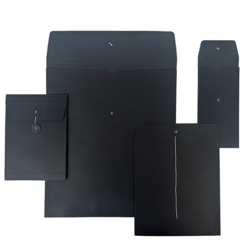 Papieren invoice holders met Japanse sluiting 35x40+2x1,25 cm Zwart (100 stuks) [FP-JGB012]