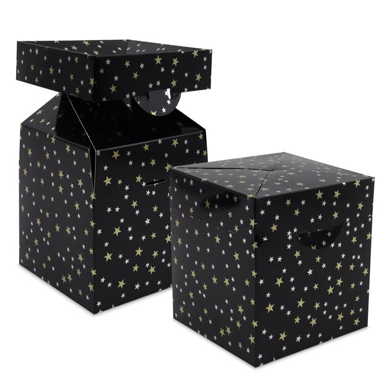 Kerst pop-up dozen Stars 15x15x16 cm Zwart (50 stuks) [FP-KDS001]