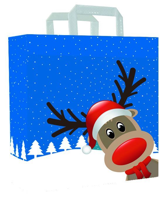 Papieren Kerst Draagtassen Christmas 26+12x35 cm Wit (250 stuks) [FP-KDT031]