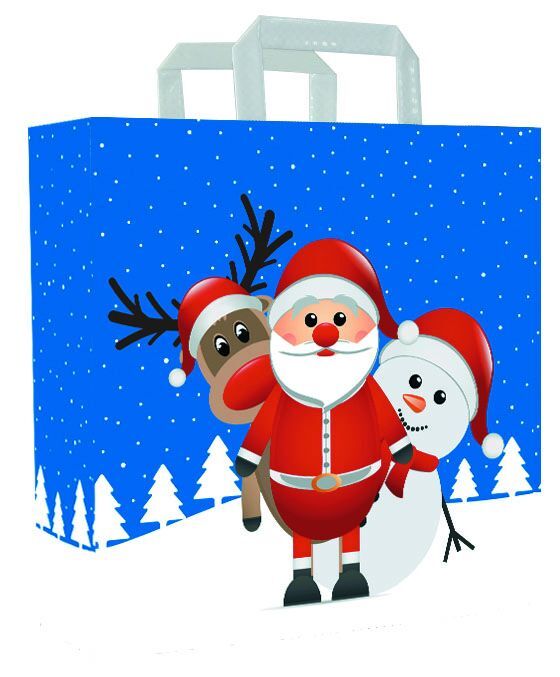 Papieren Kerst Draagtassen Christmas 22+10x28 cm Wit (250 stuks) [FP-KDT030]