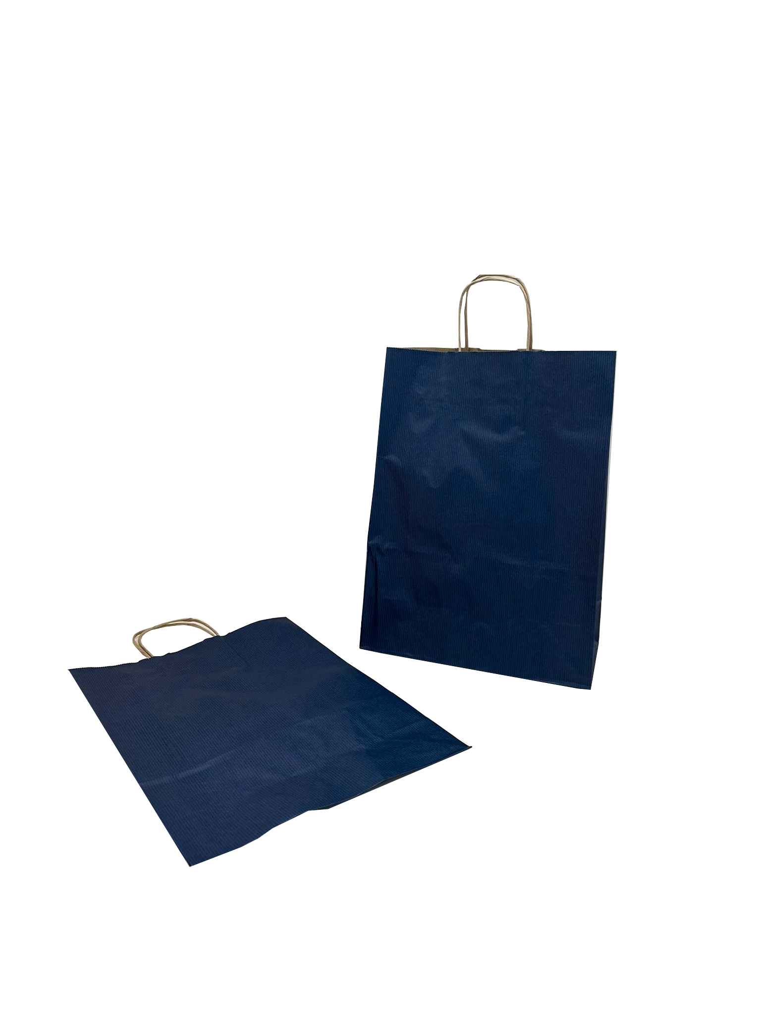 Sac de course Bleu Foncé Papier Kraft 90 g/m2 26+12x35cm (50 pièces) [PAM2635DKBL]
