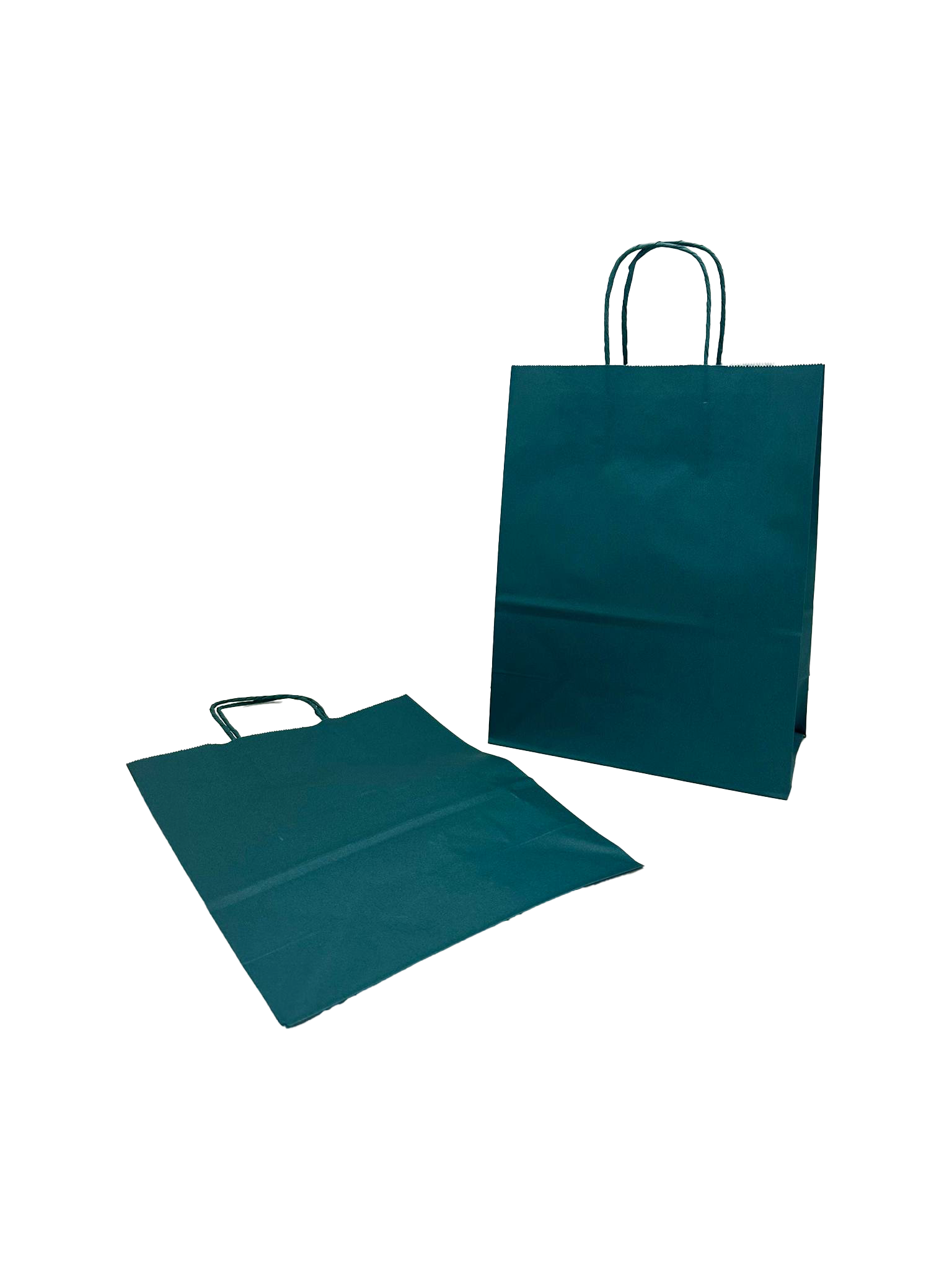 Sac de course Vert Foncé Papier Kraft 90 g/m2 26+12x35cm (50 pièces) [PAM2635DKGR]