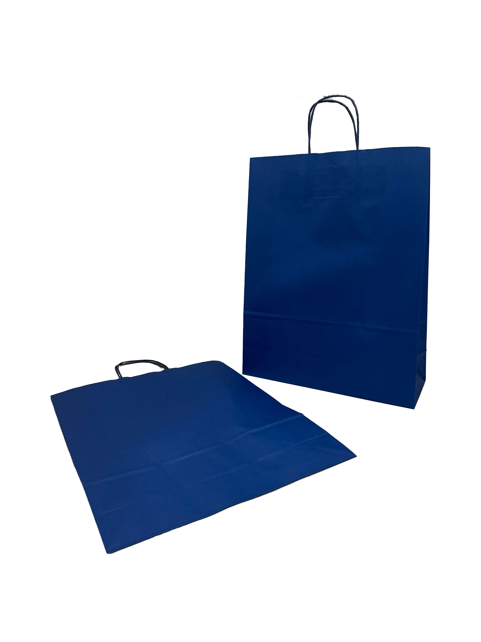 Sac Poignées Papier Bleu Foncé Papier Kraft 100 g/m2 32+12x41cm (50 pièces) [PAM3241DKBL]
