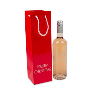 Papieren kerst Draagtassen Rood Merry Christmas 10+10x35 cm (100 stuks) [FP-TOP992]