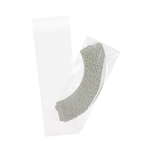 Sachet plastique transparence cristalline 8,6x25,4cm avec Rabat Adhésif (100 pièces) [B310]