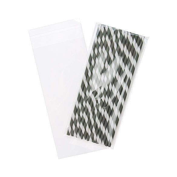 Sachet plastique transparence cristalline 9,4x20,4cm avec Rabat Adhésif (100 pièces) [B3X8]