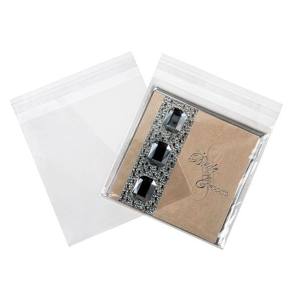 Sachet plastique transparence cristalline 16x16+3cm avec Rabat Adhésif (100 pièces) [B66]