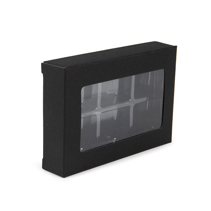 Kraft Dozen Zwart Voor Handgemaakt Snoep, Vierkante insert 7x2.1x10.3cm (25 stuks) [CNDY274B]