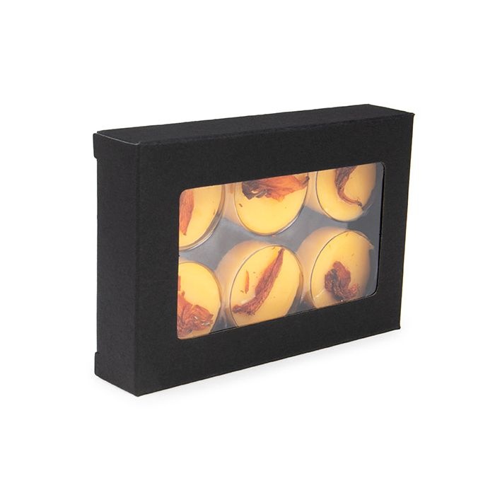 Kraft Dozen Zwart Voor Handgemaakt Snoep, Ronde insert 7x2.1x10.3cm (25 stuks) [CNDYR274B]