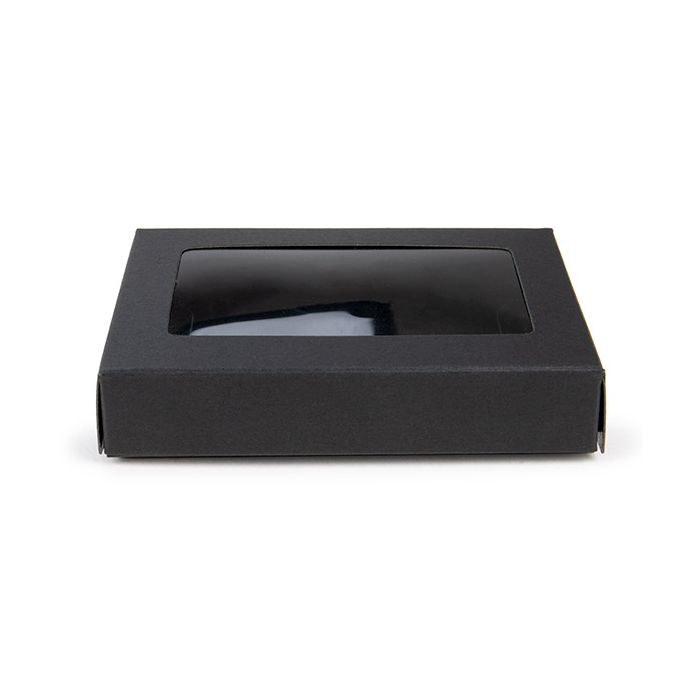 Boîte cadeau noir avec fenêtre attachée 7x2.1x10.3 cm (25 pièces) [WKRGB317]