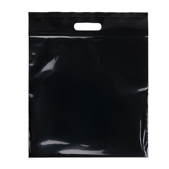 Draagtassen plastiek zwart 22,9x8,2x18,4cm 75 micron met gripsluiting (100 stuks) [ZH13BK5]