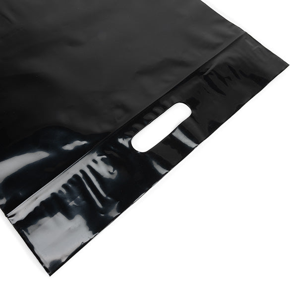 Draagtassen plastiek zwart 22,9x8,2x18,4cm 75 micron met gripsluiting (100 stuks) [ZH13BK5]