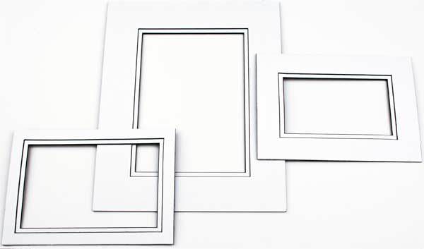 Double Passe Partout Blanc/Noir 19 x 29cm pour le découpage intérieur. 40.6 x 50.8cm (10 Pièces) [MD20198]