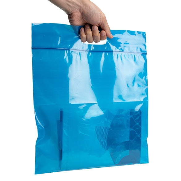 Draagtassen plastiek blauw 22,9x8,2x18,4cm 75 micron (100 stuks) [ZH13BL5]