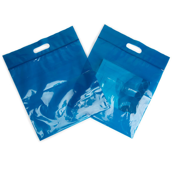 Draagtassen plastiek blauw 22,9x8,2x18,4cm 75 micron (100 stuks) [ZH13BL5]