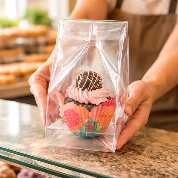 Cupcake Zakken voor 1 Stuk met Papieren Kaart 10.2x10.2x22.9cm (100 Stuks) [CBG4XL]