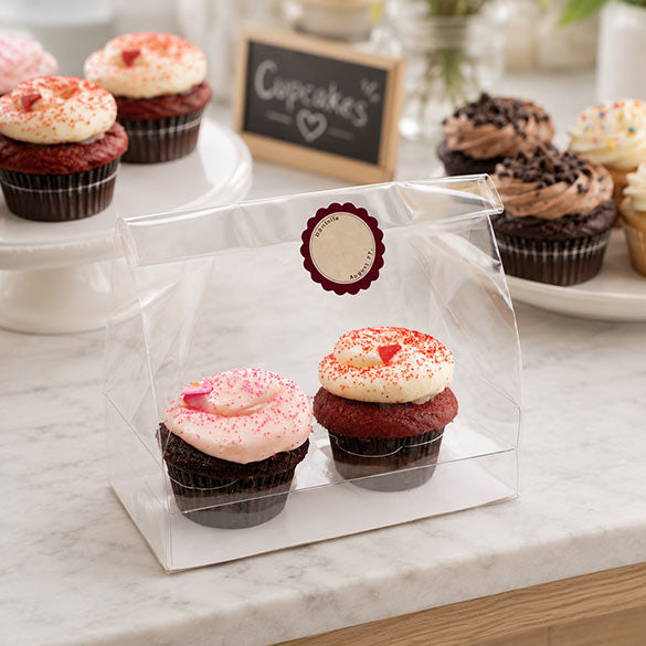 Cupcake Zakken voor 2 cupcakes met Papieren Kaart 17.8x10.2x22.9cm (100 Stuks) [CBG5]