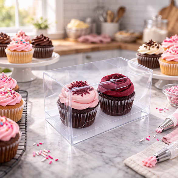 Cupcake Dozen voor 2 Cupcakes 17.8x10.2x10.2cm (100 Stuks) [CBS174]