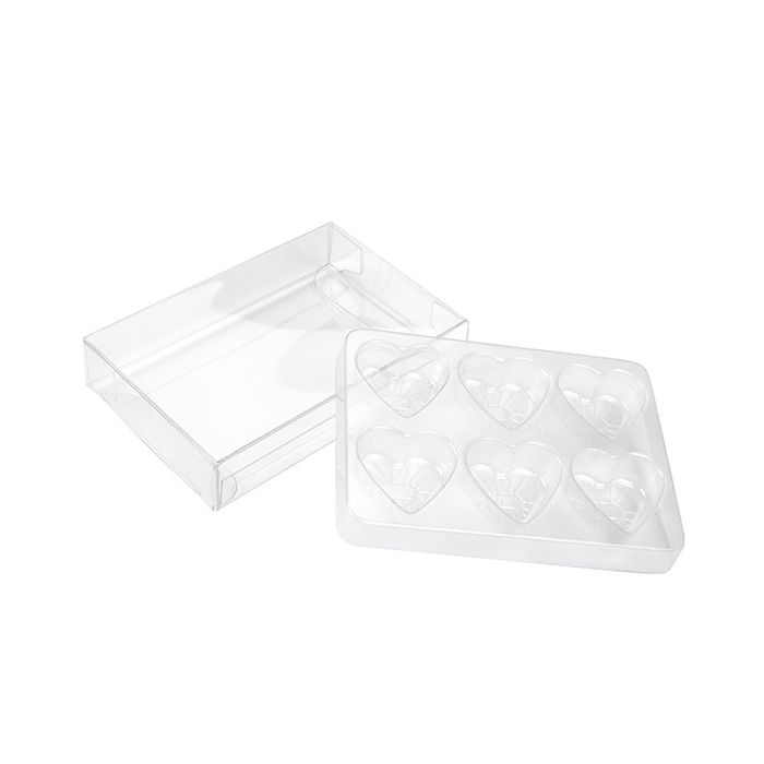 Clear Artisan Candy Box Set, Heart Insert 7x2.1x10.3 cm (25 pieces) [CNDYH274]