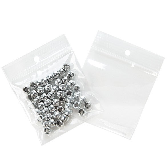 Sachet zip à transparence cristalline 75 microns avec trou pour suspension 7,6x7,6cm (100 pièces) [Z3R33]