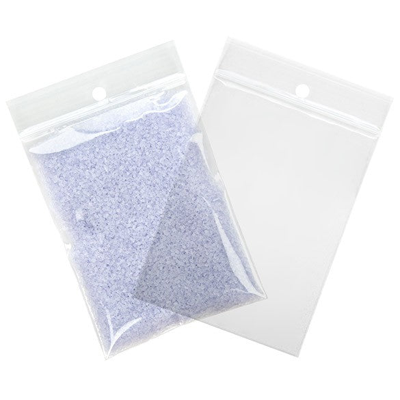 Sachet zip à transparence cristalline 75 microns avec trou pour suspension 7,6x10,2cm (100 pièces) [Z3R34]