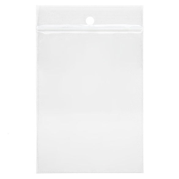 Sachet zip à transparence cristalline 75 microns avec trou pour suspension 7,6x10,2cm (100 pièces) [Z3R34]