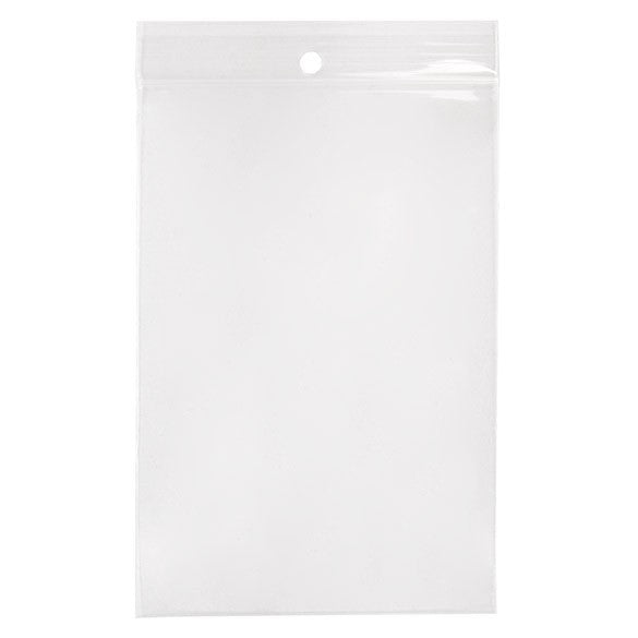 Sachet zip à transparence cristalline 75 microns avec trou pour suspension 10,2x15,2cm (100 pièces) [Z3R46]
