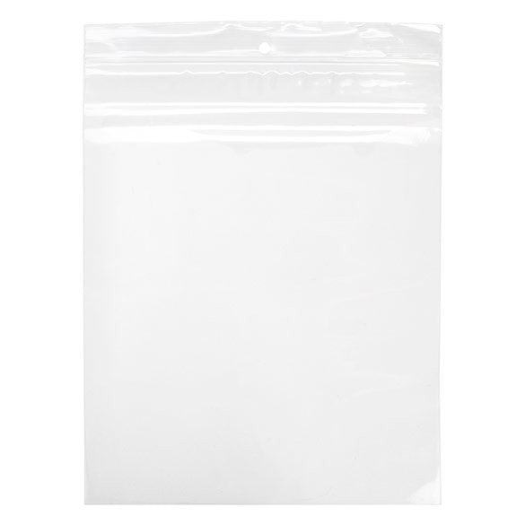 Sachet zip à transparence cristalline 75 microns avec trou pour suspension 20,3x25,4cm (100 pièces) [Z3R810]