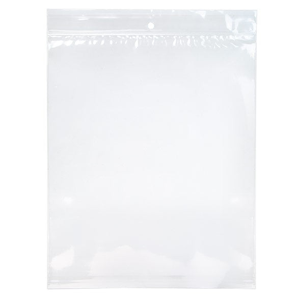 Sachet zip à transparence cristalline 75 microns avec trou pour suspension 20,3x25,4cm (100 pièces) [Z3R810]