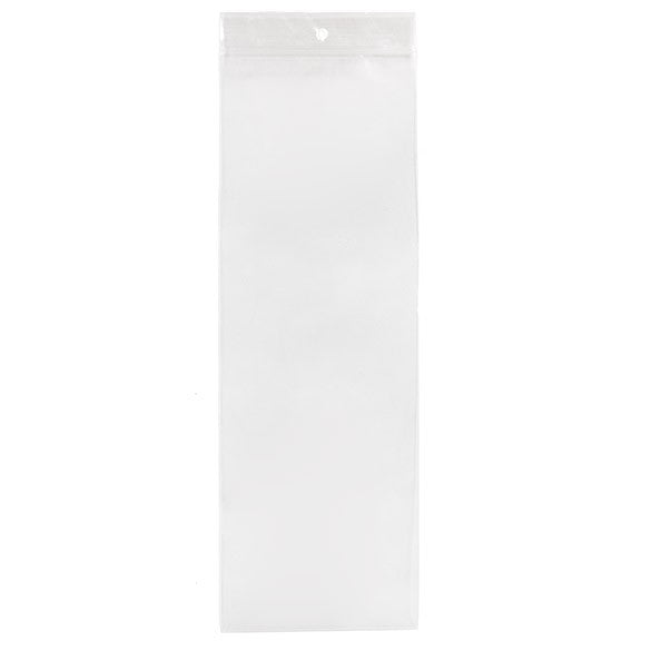 Sachet zip à transparence cristalline 100 microns avec trou pour suspension 10,2 x30,5cm (100 pièces) [Z4R412]