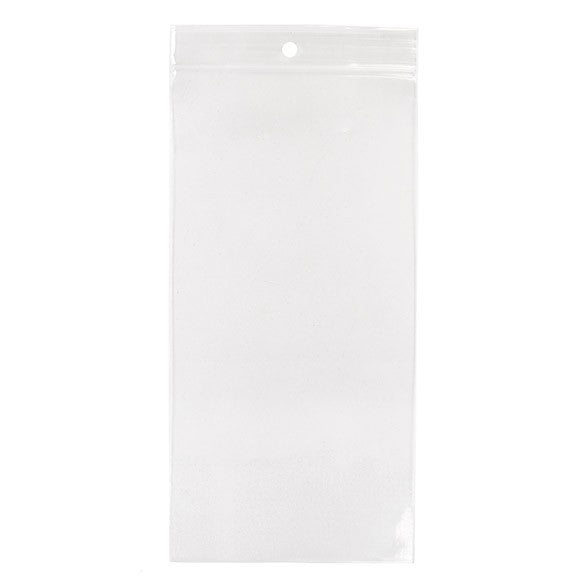 Sachet zip à transparence cristalline 100 microns avec trou pour suspension 10,2x20,3cm (100 pièces) [Z4R48]