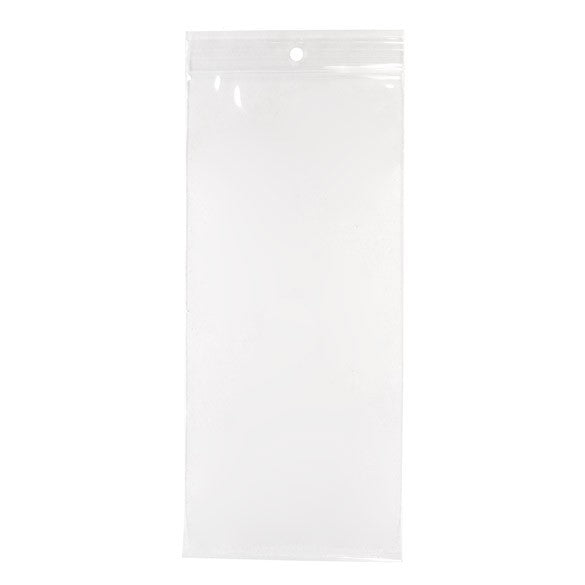 Sachet zip à transparence cristalline 100 microns avec trou pour suspension 10,2x22,9cm (100 pièces) [Z4R49]