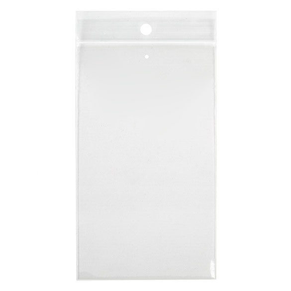 Sachet zip à transparence cristalline avec trou de suspension européen + trou d'aération 7,6x12,7cm (100 pièces) [ZR35V]