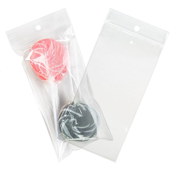 Sachet zip à transparence cristalline avec trou de suspension européen + trou d'aération 7,6x15,2cm (100 pièces) [ZR36V]