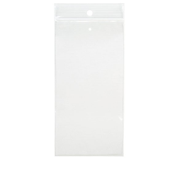 Sachet zip à transparence cristalline avec trou de suspension européen + trou d'aération 7,6x15,2cm (100 pièces) [ZR36V]
