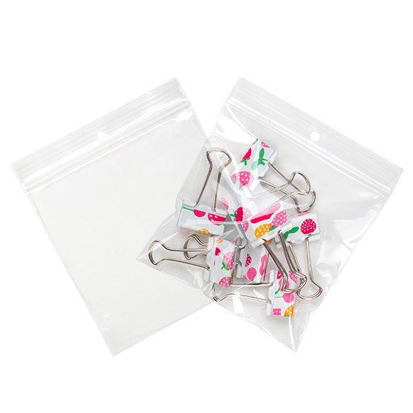 Sachet zip à transparence cristalline avec trou de suspension 10,2x10,2cm (100 pièces) [ZR44]