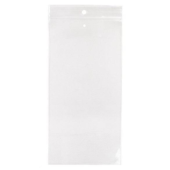 Sachet zip à transparence cristalline avec trou de suspension + trou d'aération 10,2x20,3cm (100 pièces) [ZR48V]