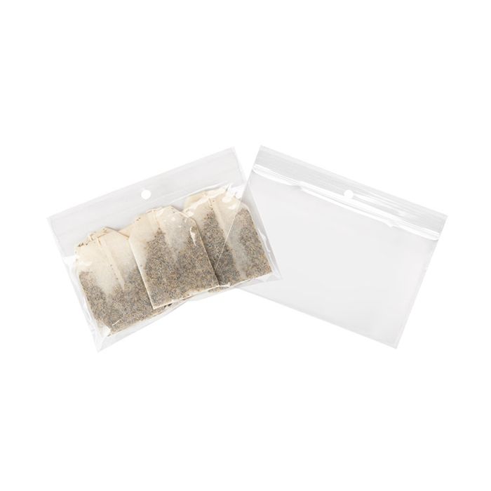 Grip Seal Bags with Hang hole 12.5x7.5cm Crystal Clear PP 50 micron