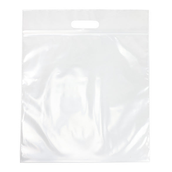 Draagtassen transparant 33,6x33,6 + 6,4cm 75 micron met gripsluiting (100 stuks) [ZH13CL5]
