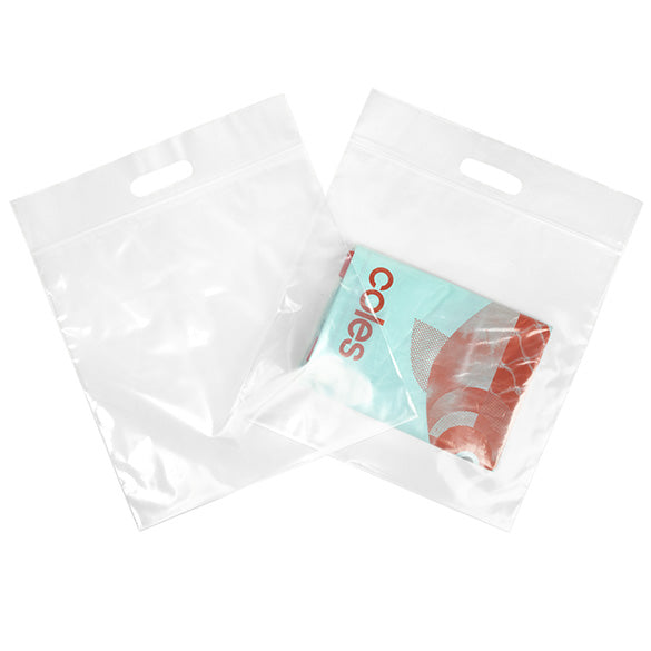 Draagtassen transparant 33,6x33,6 + 6,4cm 75 micron met gripsluiting (100 stuks) [ZH13CL5]
