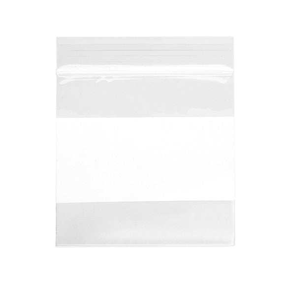 Sachet zip à transparence cristalline avec fenêtre d'écriture blanche 7,5x7,5 cm (100 pièces) [ZWC33]