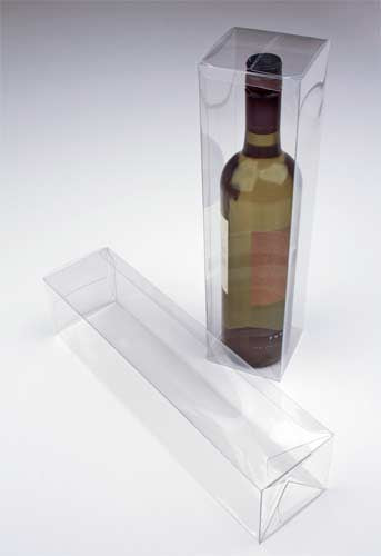 Boite pliante pour bouteille transparente 8x8x32 cm (25 pièces) [PLB176]