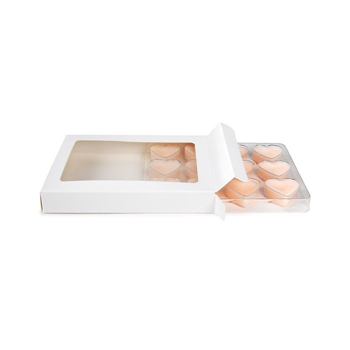 Kraft Dozen Wit Voor Handgemaakt Snoep, Hartjes insert 10.2x2.1x13.8cm (25 stuks) [CNDYH270W]