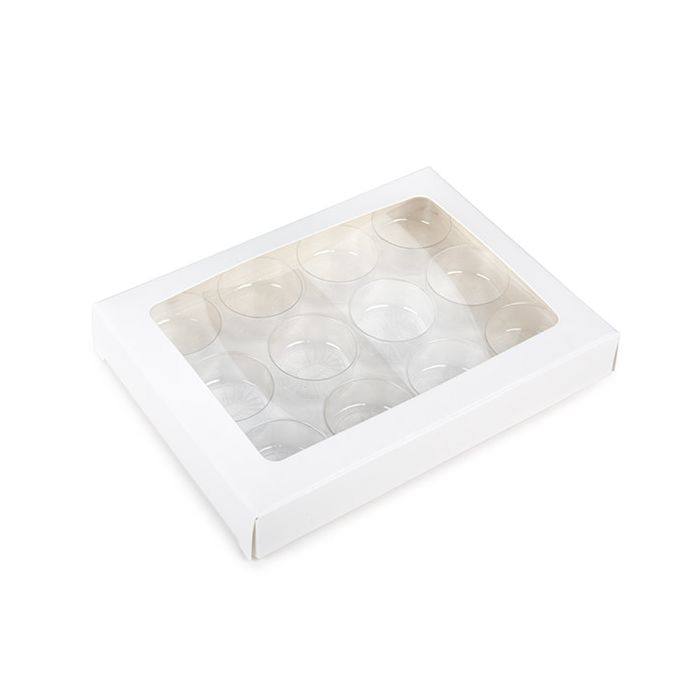 White Kraft Artisan Candy Box Set, Round Insert 10.2x2.1x13.8 cm