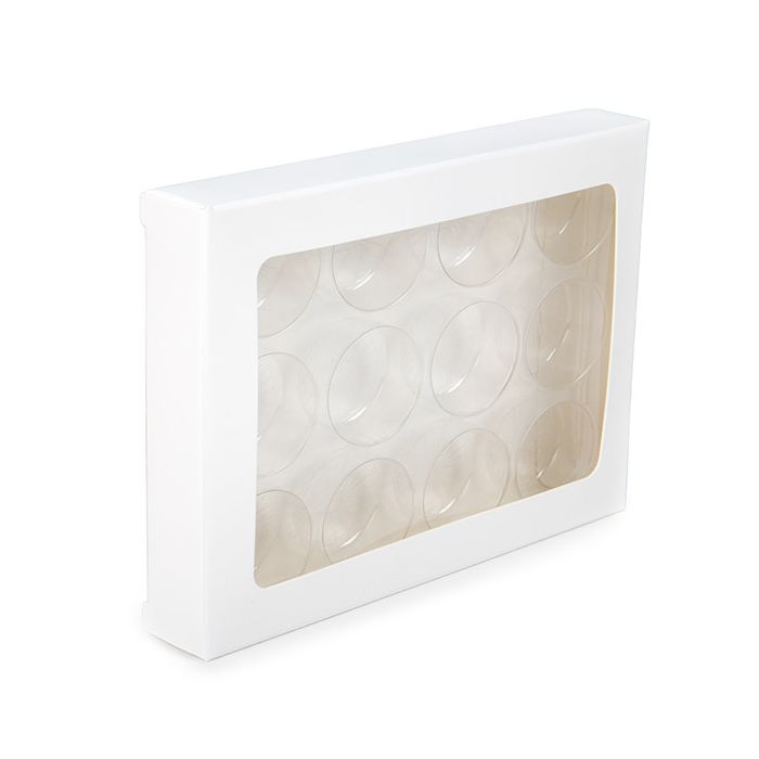 White Kraft Artisan Candy Box Set, Round Insert 10.2x2.1x13.8 cm (25 pieces) [CNDYR270W]