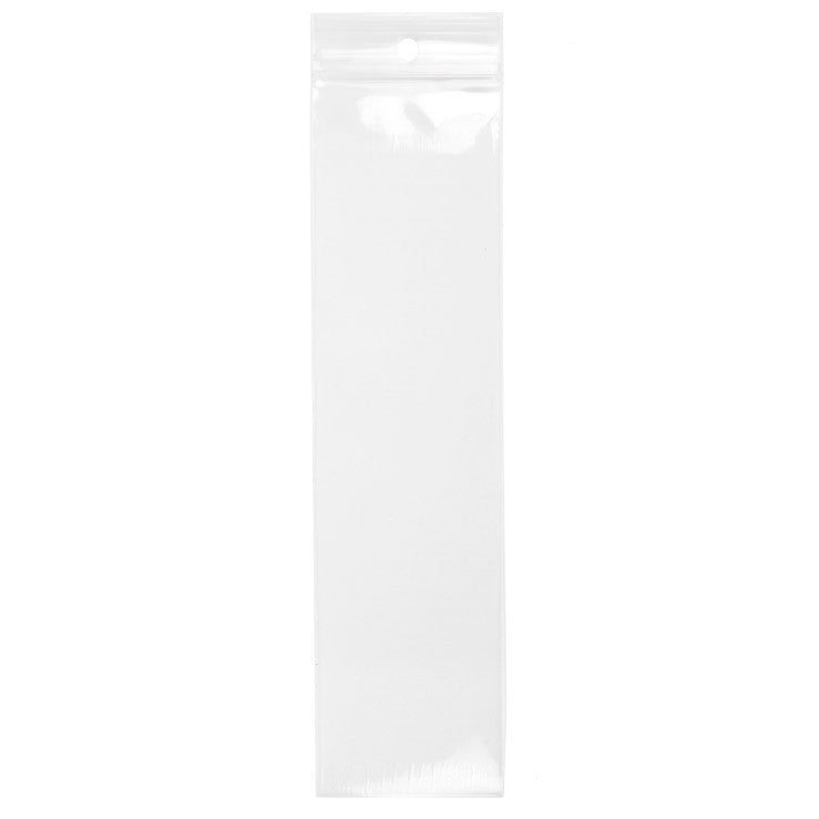 Sachet zip à transparence cristalline 75 microns avec trou pour suspension 5,1x20,3cm (100 pièces) [Z3R28]
