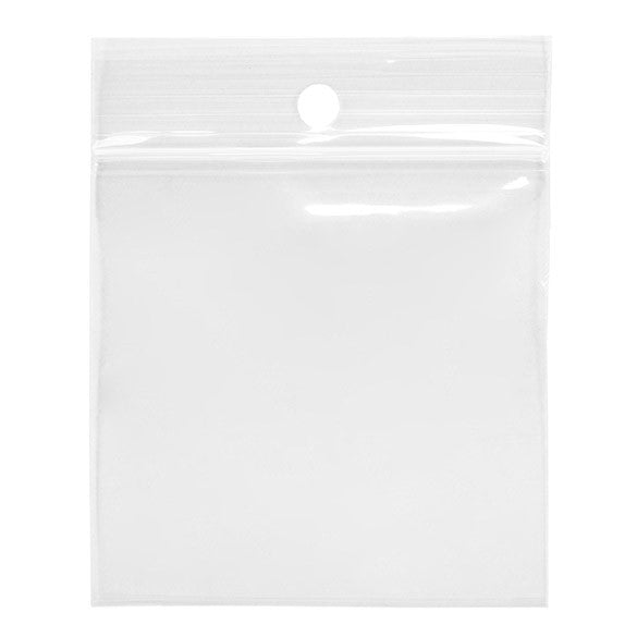Sachet zip à transparence cristalline 75 microns avec trou pour suspension 6,4x6,4cm (100 pièces) [Z3R2H2H]