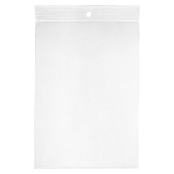 Sachet zip à transparence cristalline 75 microns avec trou pour suspension 12,7x17,8cm (100 pièces) [Z3R57]