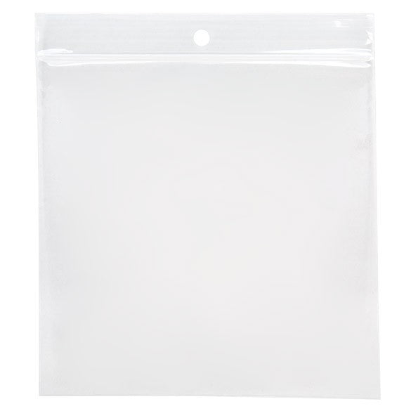 Sachet zip à transparence cristalline 100 microns avec trou pour suspension 12,7x12,7cm (100 pièces) [Z4R55]