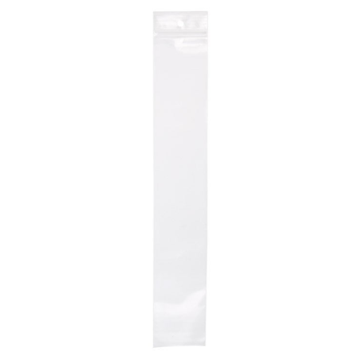 Sachet zip à transparence cristalline avec trou de suspension européen + trou d'aération 5,1x30,5cm (100 pièces) [ZR212V]